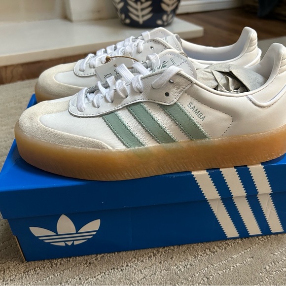 adidas Shoes - Adidas Samba Sambae W White with Mint Stripes women’s size: 7.5